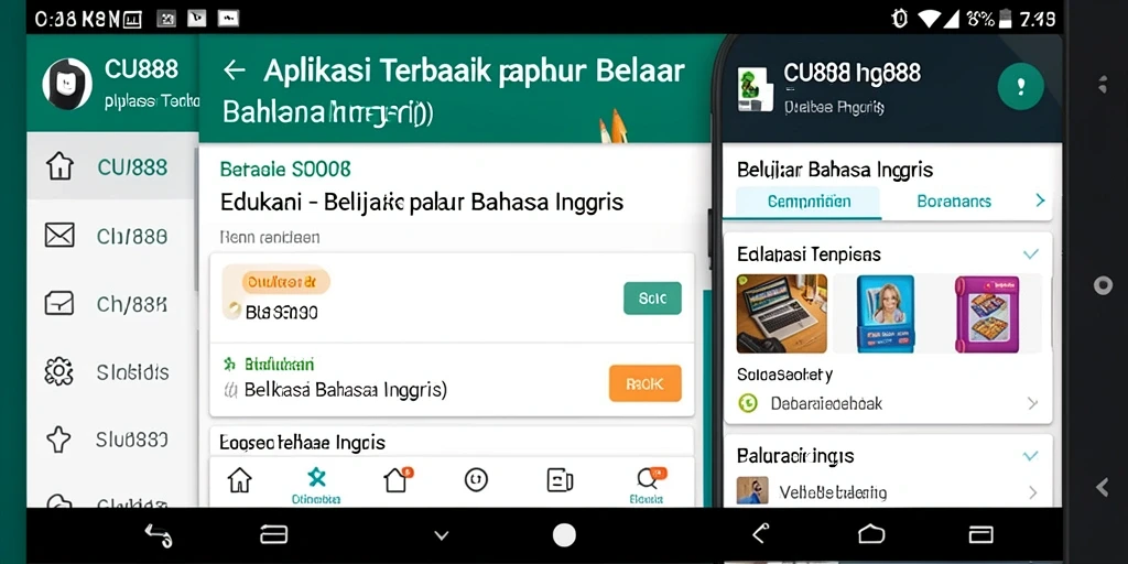 Tampilan antarmuka CU888 yang intuitif untuk Belajar Bahasa Inggris.