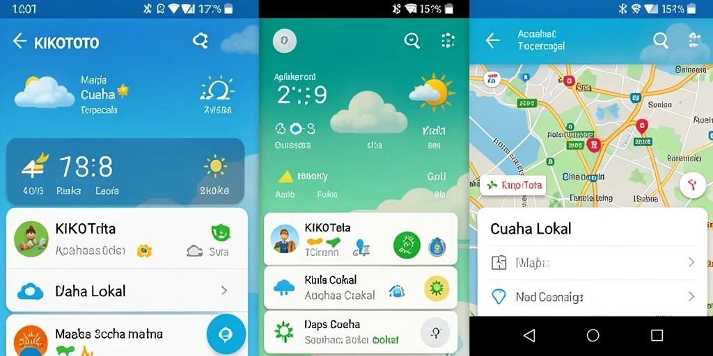 Tampilan utama KIKOTOTO dengan fitur cuaca lokal yang informatif.