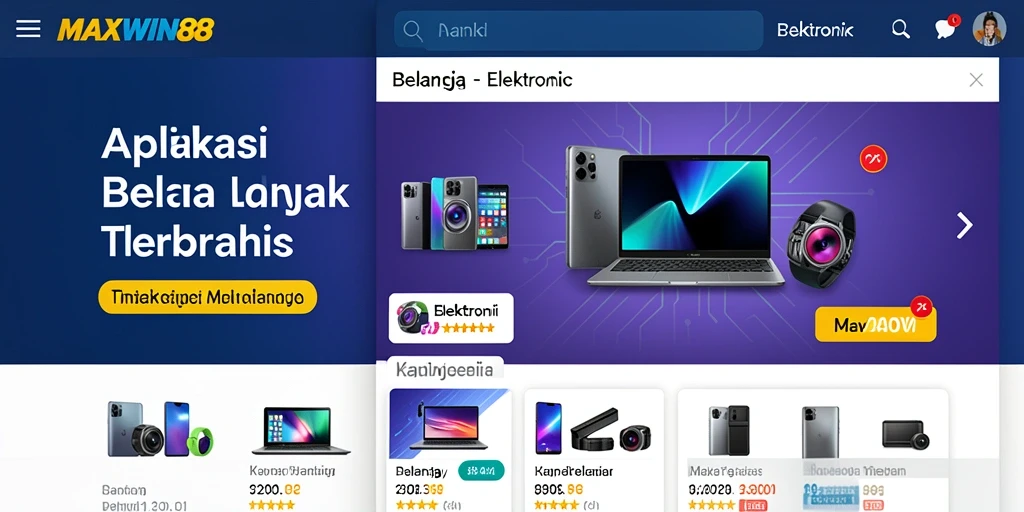 Tampilan antarmuka utama aplikasi MAXWIN88 untuk belanja elektronik.