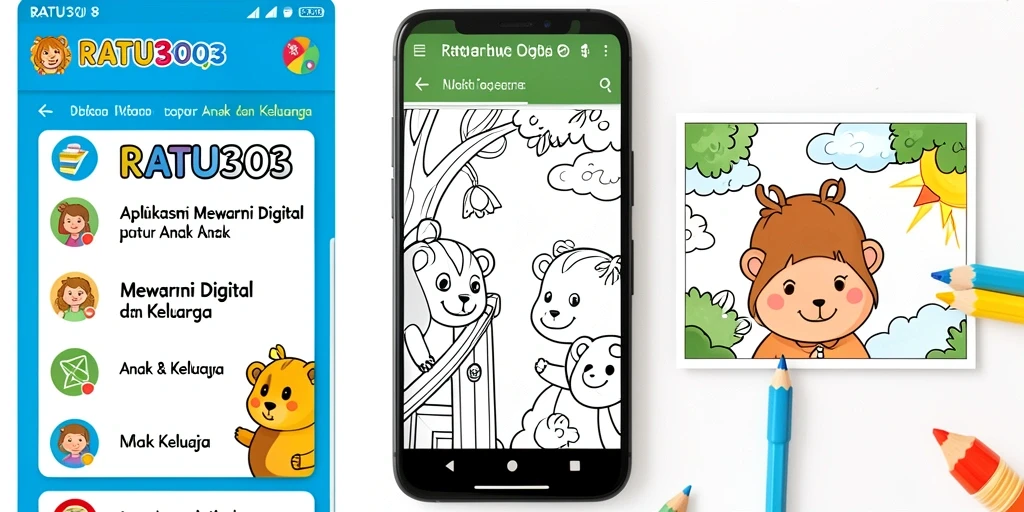 Antarmuka pengguna aplikasi Mewarnai Digital yang menarik dan intuitif.