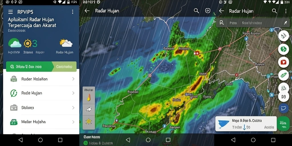 Antarmuka utama RPVIP5 menampilkan radar hujan dengan jelas.