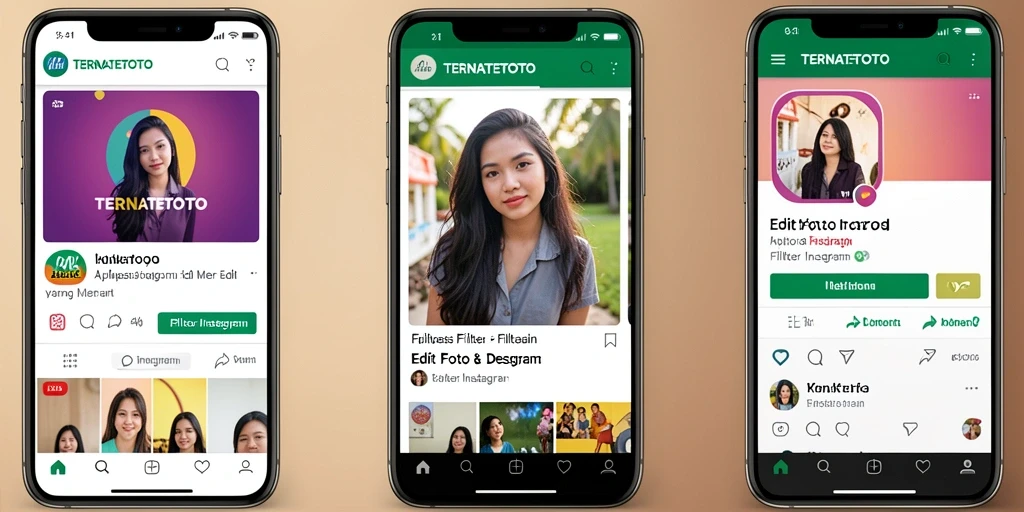 Antarmuka TERNATETOTO yang menarik dan fungsi intuitif untuk edit foto.
