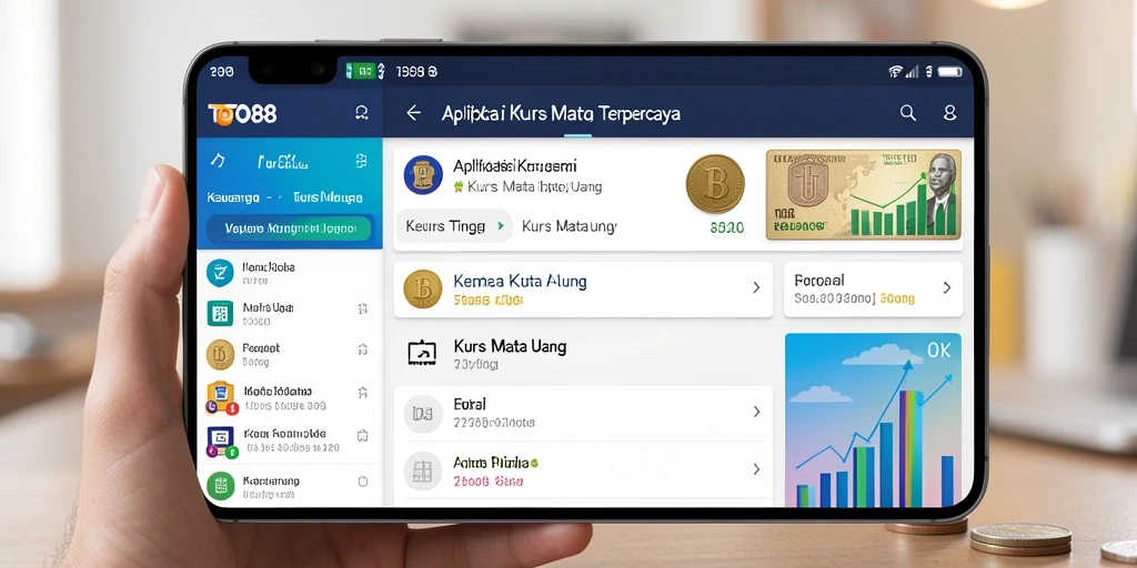 Antarmuka aplikasi TO88 menampilkan kurs mata uang secara jelas dan informatif.